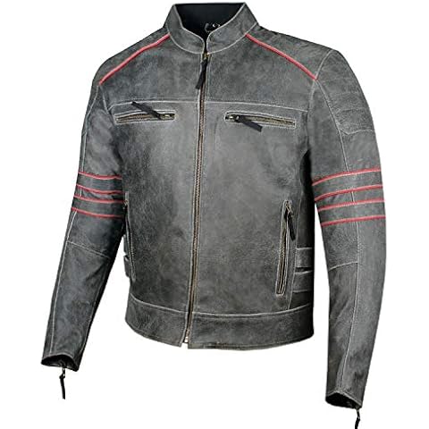 Men’s Brotherhood Leather Motorcycle Jacket Classic Vintage Distressed - Biker Style, CE Armor Protection, Removable Liner, Ventilated L Cover