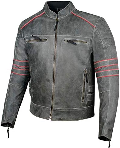 BROTHERHOOD Motorcycle Jacket, Distressed Cowhide Premium Leather, CE Armor, Ventilation, Motorbike Racer Black L