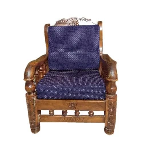 Wooden Sofa (3+1+1) Cushion Zippered Covers,10 Covers in 1 Set, Dot Design Stitched, 5 Back and 5 Seat Covers. (Dark Blue Dot)-image-27