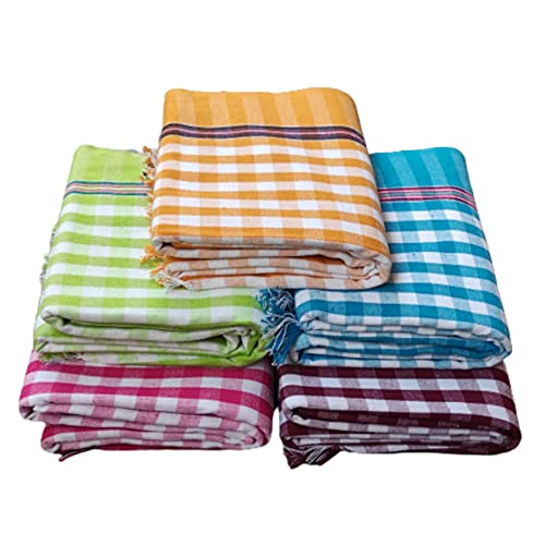 KNSS Handloom 100% Pure Cotton Towels XXXL Size 36/72Inch(90/180cm) 3/6feet Heavy Quality Pack of 5 KNSS Handloom 100% Pure Cotton Towels XXXL Size 36/72Inch(90/180cm) 3/6feet Heavy Quality Pack of 5