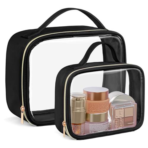 PACKISM Clear Makeup Bag Set (Medium & Large) with Handle