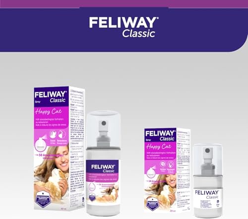 FELIWAY Classic Transport Spray für Katzen | Stressfreie Reise & Transport | sorgt für Entspannung bei punktueller Anwendung gegen Kratz- & Harnmarkieren | 60 ml