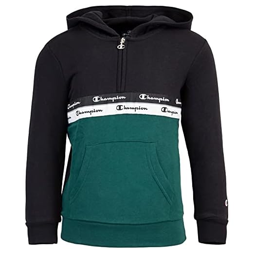 Champion Tejp barn halv huvtröja med dragkedja, Svart / grön, S