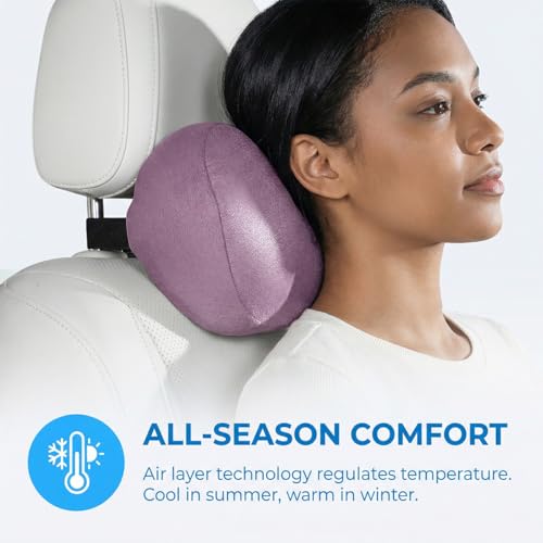 SWPHRT Car Headrest Pillow, Memory Foam Ergonomic Vehicle Neck Pillow with Adjustable Strap, Automotive Interior Seat Neck Support Cushion, Universal for SUV Automobile Truck (Black)