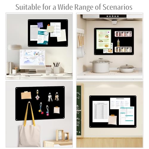 ALANGDUO 2 Stück Magnettafel Schwarz, 42 X 30cm Magnettafel Magnetboard, Magnetwand Magnetische Kreidetafel zum Präsentieren von Notizen, Fotos, Gewürzgläsern, für Wohnung Büro Küche