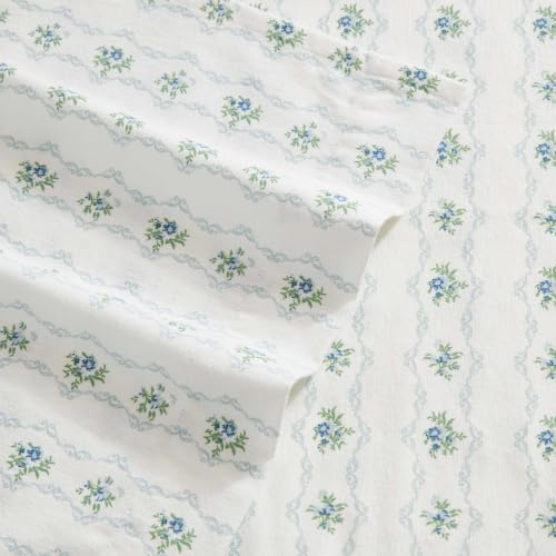 Image of Martha Stewart - Full Cotton Flannel Sheet Set with Pillowcases | Brushed Feel, Breathable Comfort, Deep Pocket Fit, Fully Elasticized Edge, Self-Hem Finish, Machine Washable
