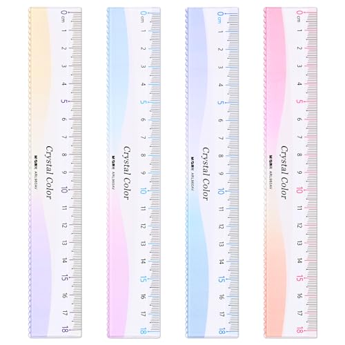 M&G 4 Pcs 7 Inch Clear Colorful Plastic Rulers, 18 cm Small Straight Edge Rules with Centimeters...