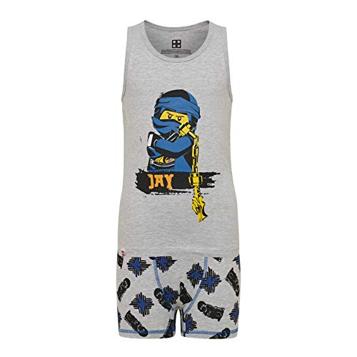 Lego Wear Lego Ninjago CM Unterwäsche Set Coordinato Abbigliamento Termico, Grigio (Grey Melange 921), 110 Bambino