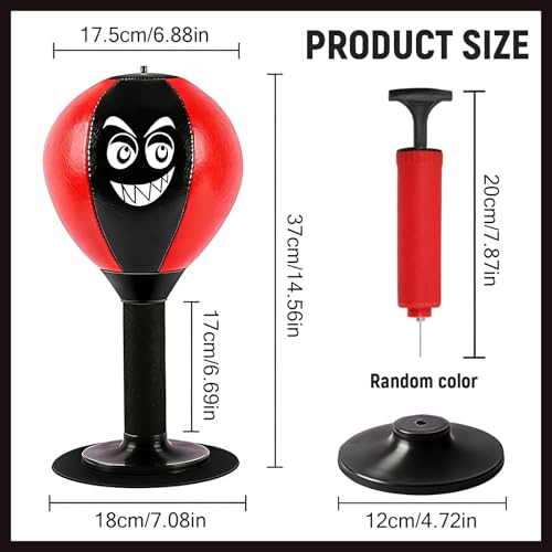 xolear Punchingbälle Aufblasbarer Standboxsack, Mini Boxsack mit Starkem Saugnapf und Luftpumpe, Schreibtisch Boxsack für EIN Unterhaltsames Gadget zum Stressabbau für Büro, Zuhause und Freunde