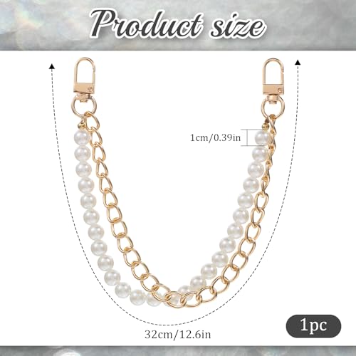 Lnngub Goldene Perlen Taschenkette, 32 cm Kurze Taschenkette Geldbörsen Verlängerungsketten Perlenkette Dekokette für Taschen, Tassen, Hosen, Schuhe
