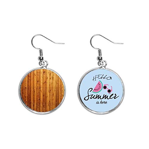 Pendientes de sandía antipesadez con textura de madera para orejas rasgadas