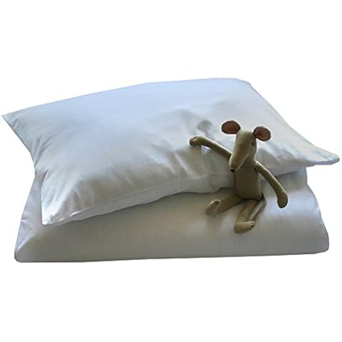 Proheeder Child's Cot Bed Unisex Duvet Cover Set - Quality Bedding in White 100% Brushed Cotton Jersey - Toddler and Junior size (120 x 150 cm) Includes Pillowcase (60 x 40 cm) - Made in Portugal Cover
