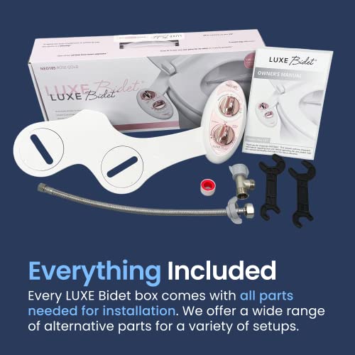 Image of LUXE Bidet Neo 185 (Elite) Non-Electric Bidet Toilet Attachment w / Self-cleaning Dual Nozzle and Easy Water Pressure Adjustment for Sanitary and Feminine Wash (Rose Gold)
