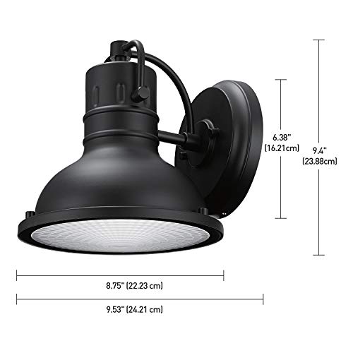 Globe Electric 44157 Harbor 1-Light Outdoor Indoor Wall Sconce, Matte Black, Clear Plastic Diffuser, 9.4" #TOP2