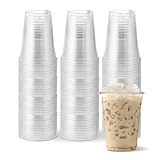 [200 Count] 16oz Clear Plastic Disposable Cups - Premium 16 oz (Ounces) Crystal Clear PET Cup (No Lids) for Cold Drinks Iced Coffee Tea Juices Smoothies Slush Soda Cocktails Beer Sundae Kids Safe
