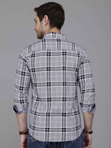Image of Majestic Man Men's Comfort Slim Fit Pure Cotton Opaque Checked Casual Shirt