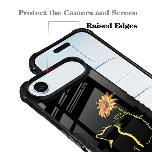 LANJINDENG Compatível com iPhone 17 Air, capa de gato girassol design fofo para mulheres e meninas, corpo inteiro, à prova de choque, anti-arranhões, resistente, policarbonato rígido, proteção contra