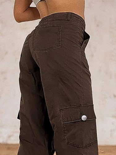 Flamingals Women Mid Rise Straight Leg Pants Solid Stitch Detail Flap Pocket Without Belt Casual Comfort4