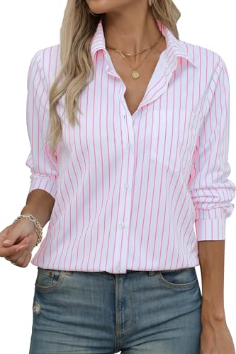 Image of Soft Wrinkle-Free Button Down Stretch Shirts for Women, Breathable Moisture-Wicking Casual Work Dress Tops