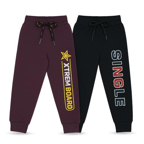 Image of Boys Track Pants Pack of 5 | Kids Cotton Joggers & Lower | Soft, Breathable Elastic Waist Pants for Everyday Active Wear | Ages 2-8 Years | Colors May Vary