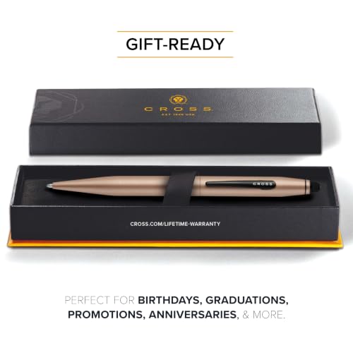 Image of Cross Tech 2 Satin Metallic Macchiato Ballpoint Pen with Black PVD Trim and Stylus - Refillable, Medium Point, Black Ink, Luxury Gift Box