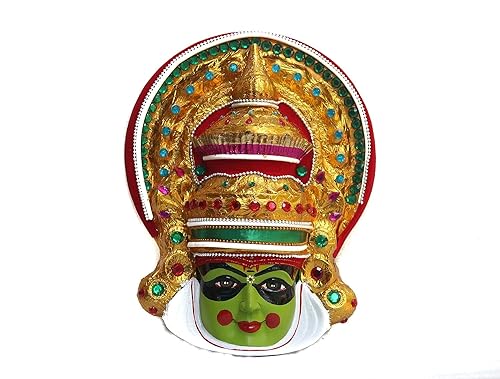 Masque mural Kathakali en fibre salon et entrée décoration exotique 30cm