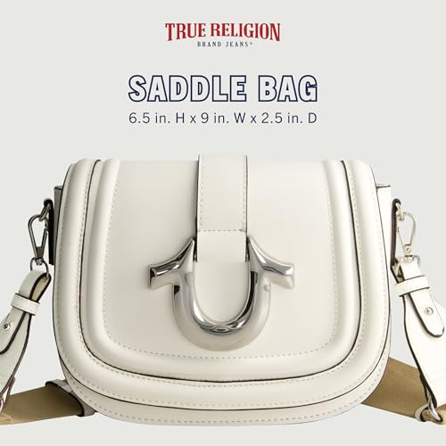True Religion Shoulder Bag, Women's Faux Leather Crossbody Purse with Adjustable Shoulder Strap, White, One Size2