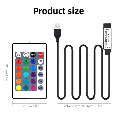 Rgbzone 1M Usb Dc 5V Ir Led Controller With 24 Key Wireless Remote For 5050 3528 Rgb Led Light Strips #TOP1