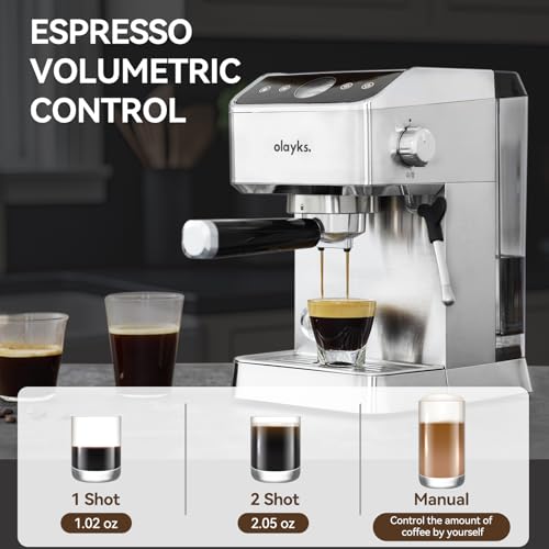 Image of Espresso Machine 20 Bar, Brush Stainless Steel Espresso Maker with Milk Frother Steam Wand, 1400W Espresso Coffee Machine with 1.8L Removable Water Tank for Latte, Cappuccino, Machiato