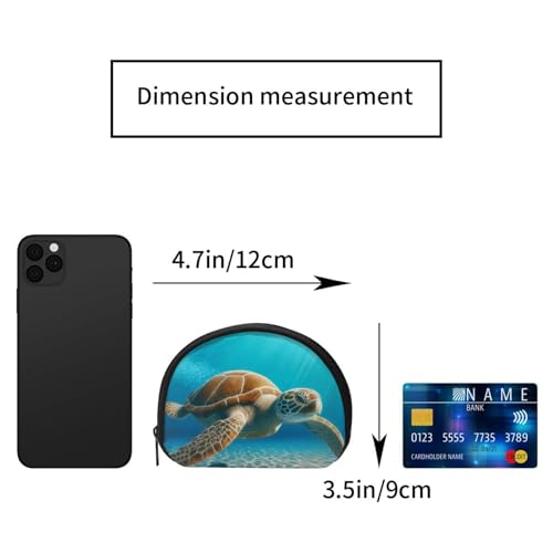 Portable Coin Purse Turtle-Swimming-Sea Mini Zippered Money Pouch Card Holder2