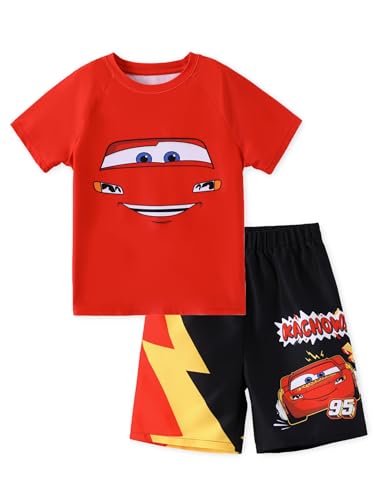 Image of Disney Marvel Spiderman Cars Boy Swimsuit Rash Guard Shirts & Swim Trunk Boys Swim Set Mickey Summer Bathing Suit 2-13 Years