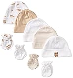 Gerber Unisex-Baby Newborn Bears Caps and Mitten Bundle, Bears, New Born (Pack of 5 and 4)