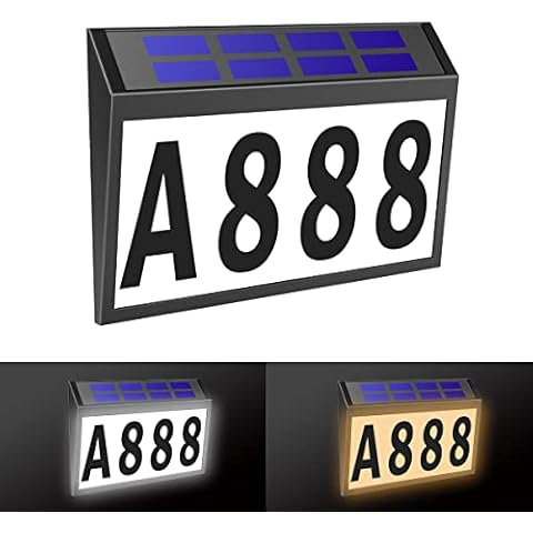 Solar House Number Light, T-SUNUS Lighted House Numbers Sign Plaque Address Numbers for Houses Waterproof LED Solar Powered Address Sign for Houses Mailbox Street Yard Cover