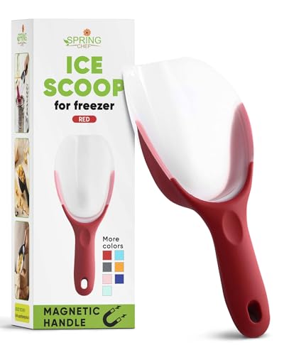 Image of Spring Chef Magnetic Ice Scoop for Freezer, BPA-Free Food Scooper, Red
