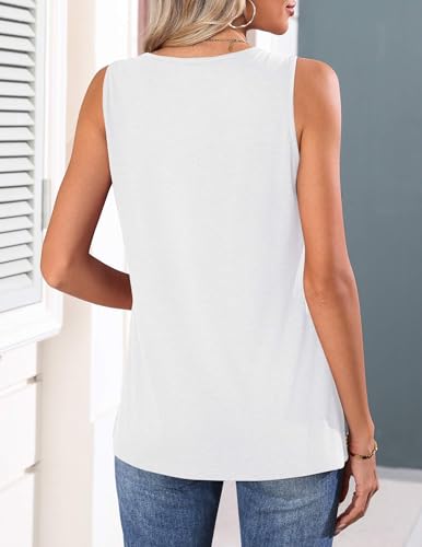 Zeagoo Lace Tops for Women Plus Size Summer Tank Tops Crew Neck Pleated Dressy Casual White Shirts Flowy Clothing — view 5