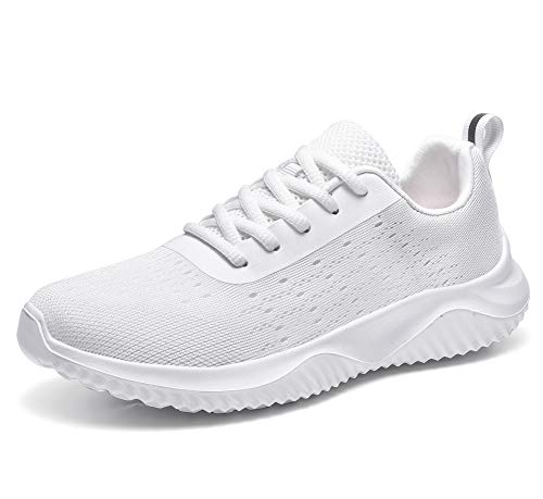 TIOSEBON Womens Slip on Fashion Sneakers Ultra Lightweight Breathable Sports Gym Jogging Athletic Walking Shoes White 7.5 US