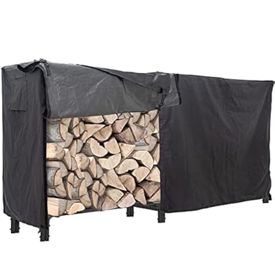Coverify Heavy Duty Waterproof 600D Oxford Fabric Firewood Log Rack Cover, Black, 8-Feet