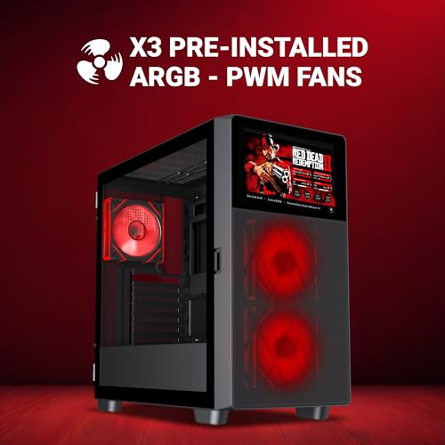 Image of Ant Esports ICE Digital C3 ATX Computer Case /Gaming Cabinet - Black | Support ATX, Micro-ATX, Mini-ITX, Pre-Installed 2 Front Fans & 1 Rear ARGB Fans