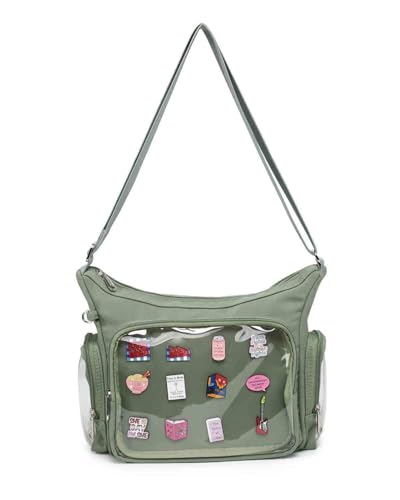 Canvas Ita Bag Crossbody with Anime Pins