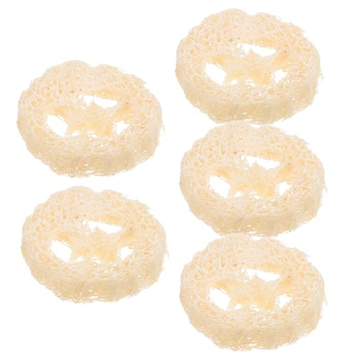 FRCOLOR 5Pcs Natural Loofah Holder Loofah Pads for Bath Kitchen Water Absorbing Breathable Organizer Durable Loofah Scrubber for Making