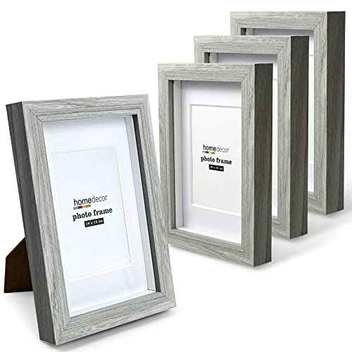 4x6 Shadow Box Frame, 4 Pack Picture Frame Set, Wall Picture Frame, Farmhouse Wood Rustic Picture Frames with Tempered Glass Gallery Wall Tabletop Display (Celadon, 4x6)
