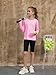 ZDC Girls Long Sleeve Athletic Shirts Kids Crewneck Quick Dry Workout Yoga Tops Basic Tees Activewear Light Pink