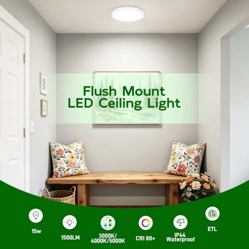 Image of hykolity 7Inch Selectable CCT LED Flush Mount Ceiling Light,1500LM,2 Pack