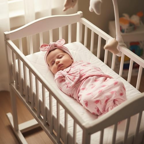 Image of Ramede 6-Pack Preemie Baby Swaddle Blankets with Hats, Breathable 100% Cotton Baby Swaddles, Suitable for Preemie Babies and Newborns, Soft Cotton, Adjustable(Bow,Pink)