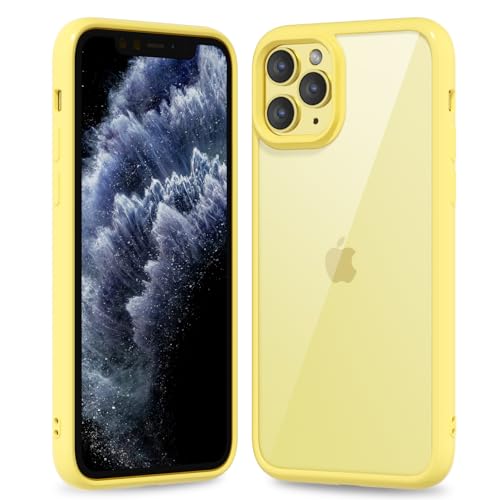 oakxco Thin Slim Clear case for iPhone 11 Pro, Transparent Hybrid Hard Shell Plastic & Soft Silicone Rubber Bumper, Non-Yellow Acrylic Protective Lightweight Cover for Women, Yellow