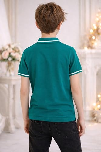 Image of TotzTouch Boys Premium Polo Collar Tshirt Combo with Zipper Closure Color White & Black Age 6 Years to 15 Years