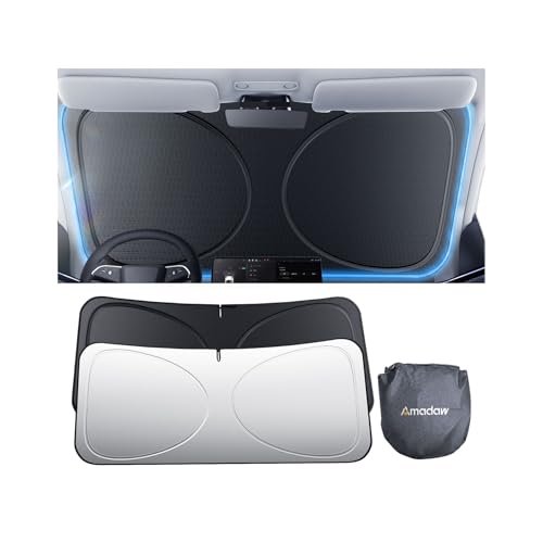 Amadaw Windshield Sun Shade for Sedans, SUVs & Trucks, Fit for Chrysler, Ford, Lexus & More | Multi-Layer UV Block & Heat Insulation | Keeps Car Cool & Protects Interior, L (64' L x 34' W)