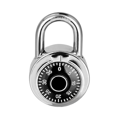 Image of Combination Lock, LQYN Standard Dial Combination Lock, Pack of 1; Black Turnplate, 2 in. Wide, Fixed Three Digital Combination, for School, Gym & Locker, Toolbox, Gate