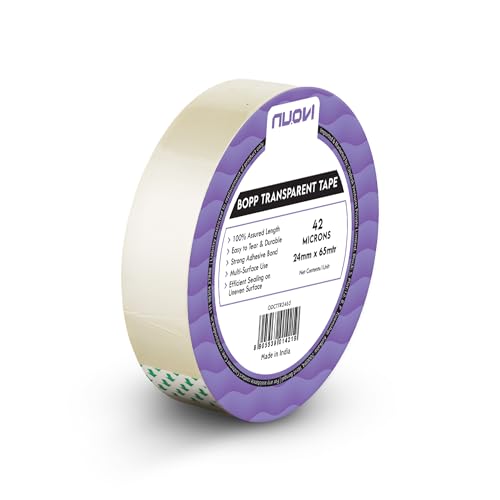 Image of BOPP Transparent Tape | 65meter Length X 24mm Width | 42Micron High Strength Self-Adhesive Tape for Strong Hold | Perfect for Office, Packaging, DIY, Shipping & More