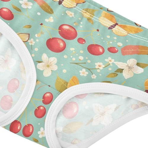 Wusikd Cherries Butterflies Girls' Underwear Cotton Bees Girls Briefs Soft Toddler Underwear 2T4